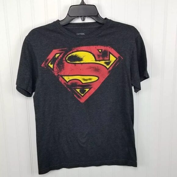 Superman DC Comics Mens Size Small Charcoal Gray Short Sleeve Graphic T Shirt - Picture 1 of 7